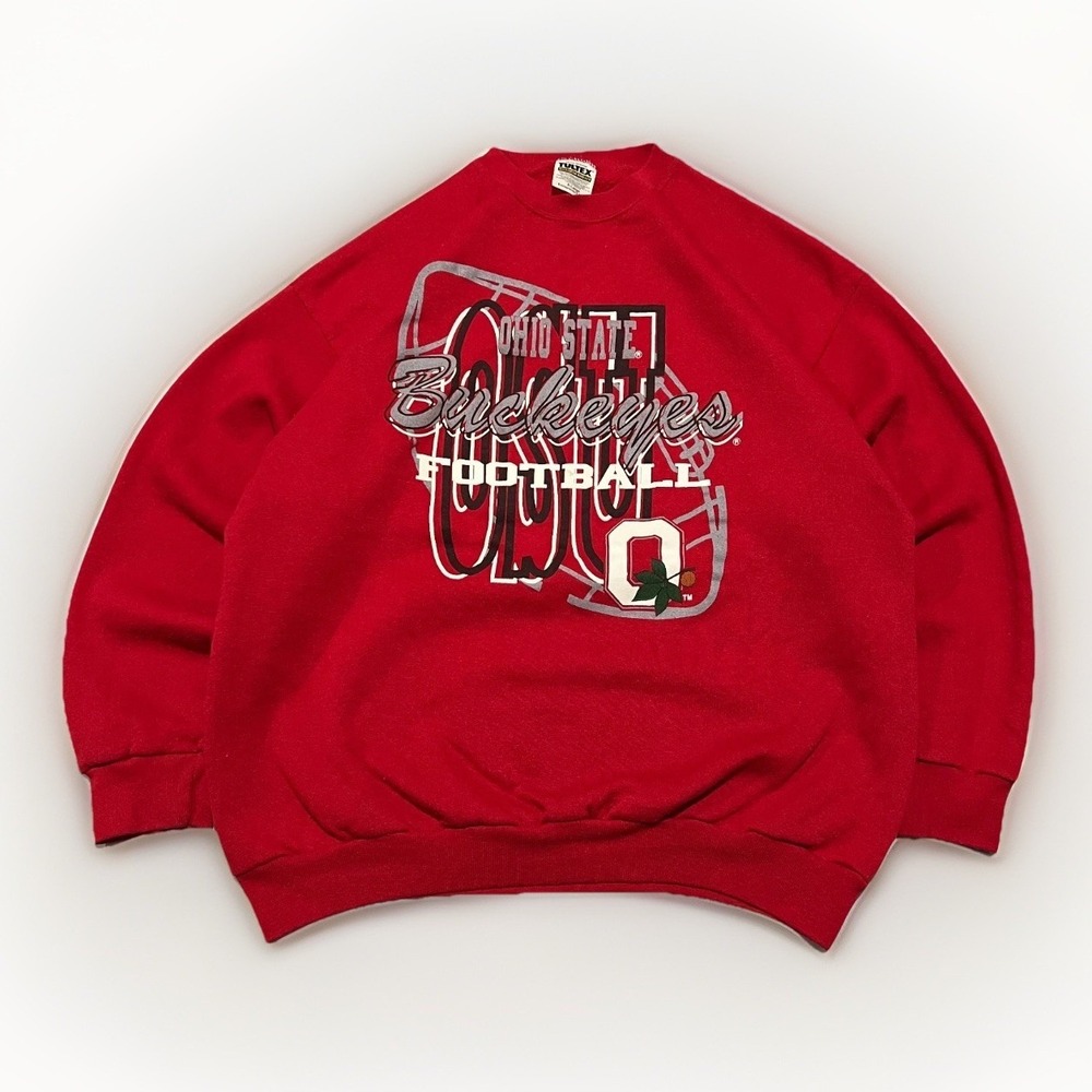 Vintage 90s Tultex Mens Red Ohio State Buckeyes Football OSU Sweatshirt XL